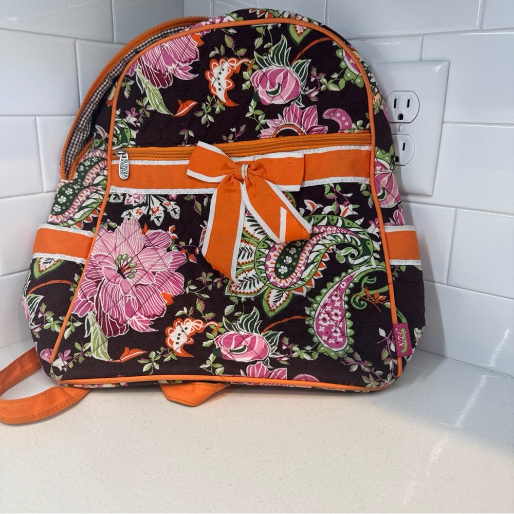 N.Gil Floral Backpack with Orange Accents